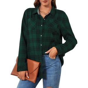 SAMERM Flannel Shirt Oversized Long Sleeve Button Down